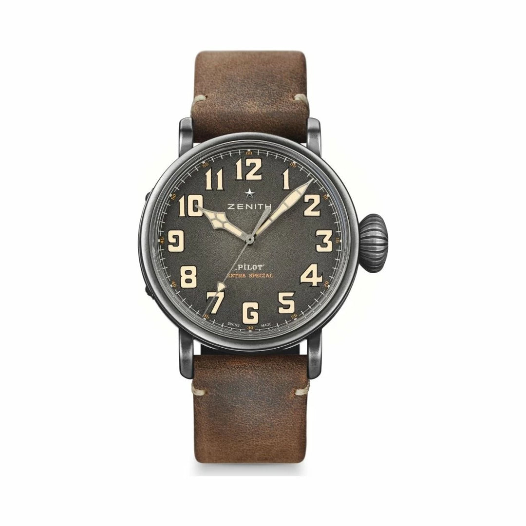 Zenith Heritage Pilot Type 20 Extra Special 45 mm Cadran Gris Grene Vieilli - Les Champs d'Or Montre Zenith