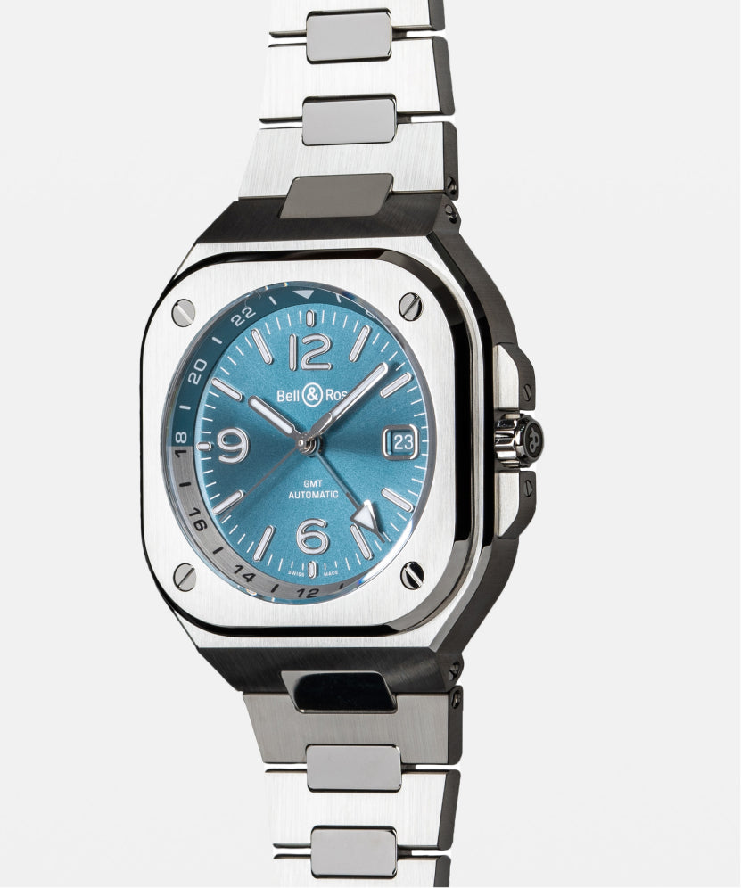 Montre BR 05 GMT Sky Blue Acier -  - Bell & Ross - Montre - Les Champs d'Or