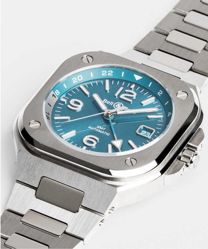 Montre BR 05 GMT Sky Blue Acier -  - Bell & Ross - Montre - Les Champs d'Or