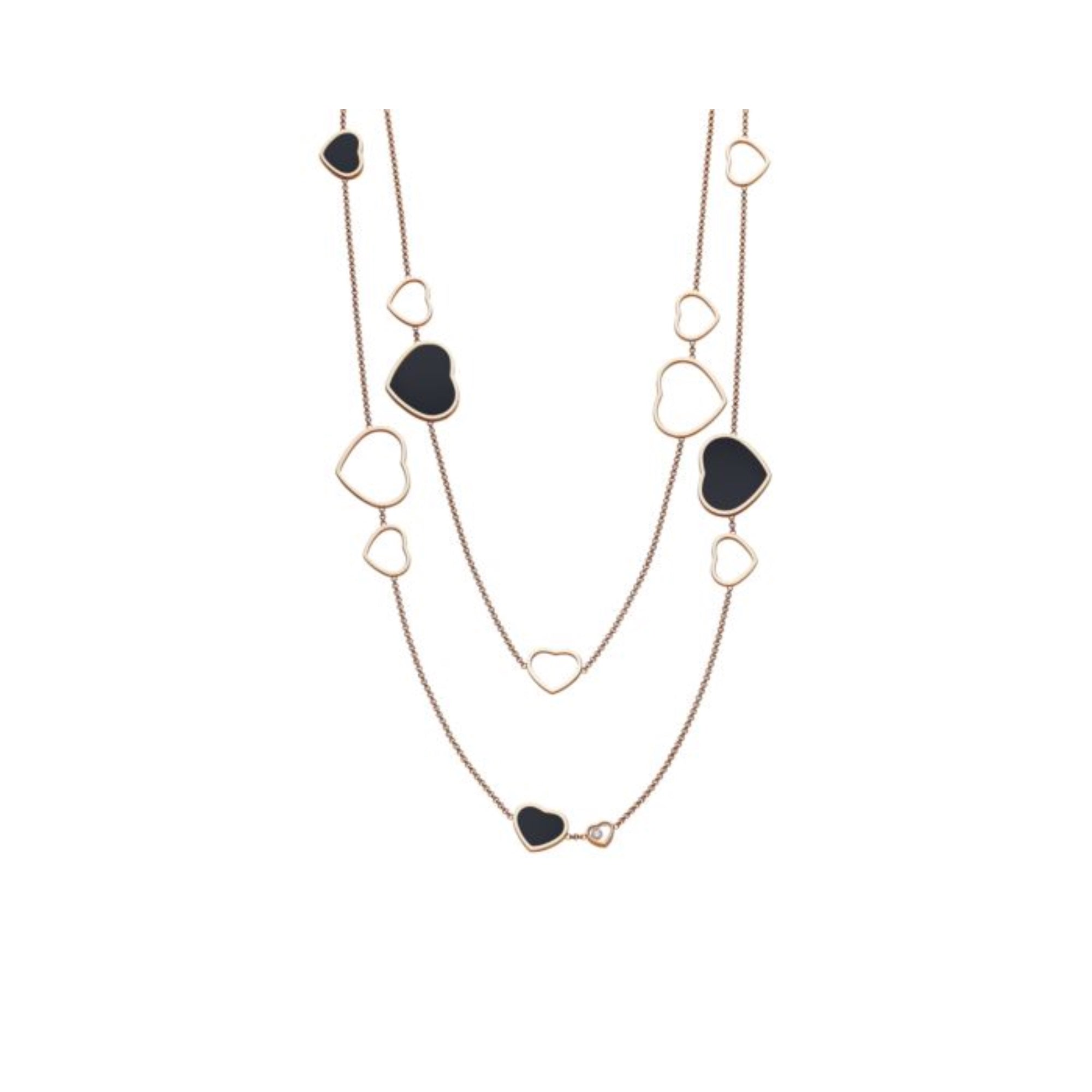 Happy Hearts Necklace in Onyx Rose Gold 817482-5201