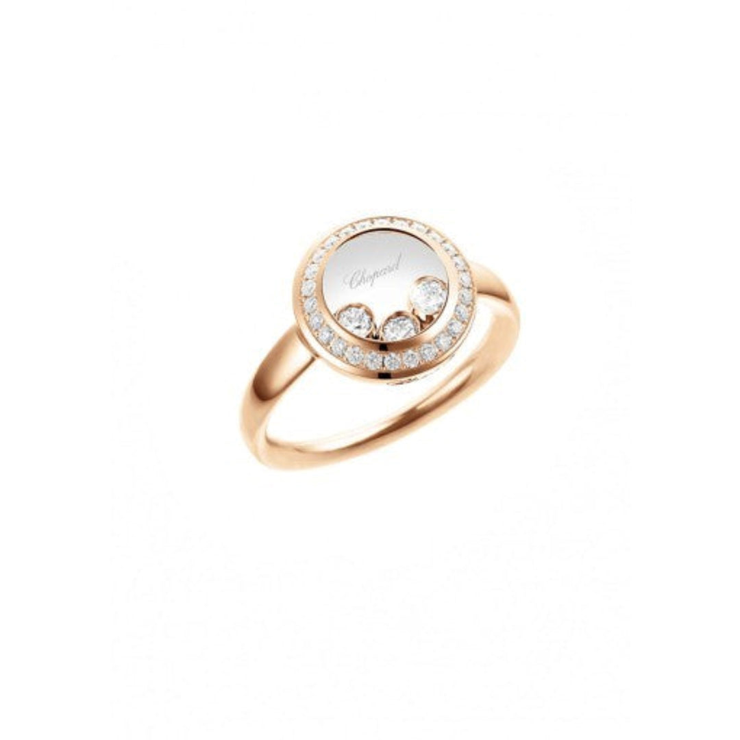 Bague Happy Diamonds Curves Or Rose Rond 3 Brillants Mobiles Sertie 829562-5039 - Chopard Joaillerie - Bagues - Les Champs d'Or