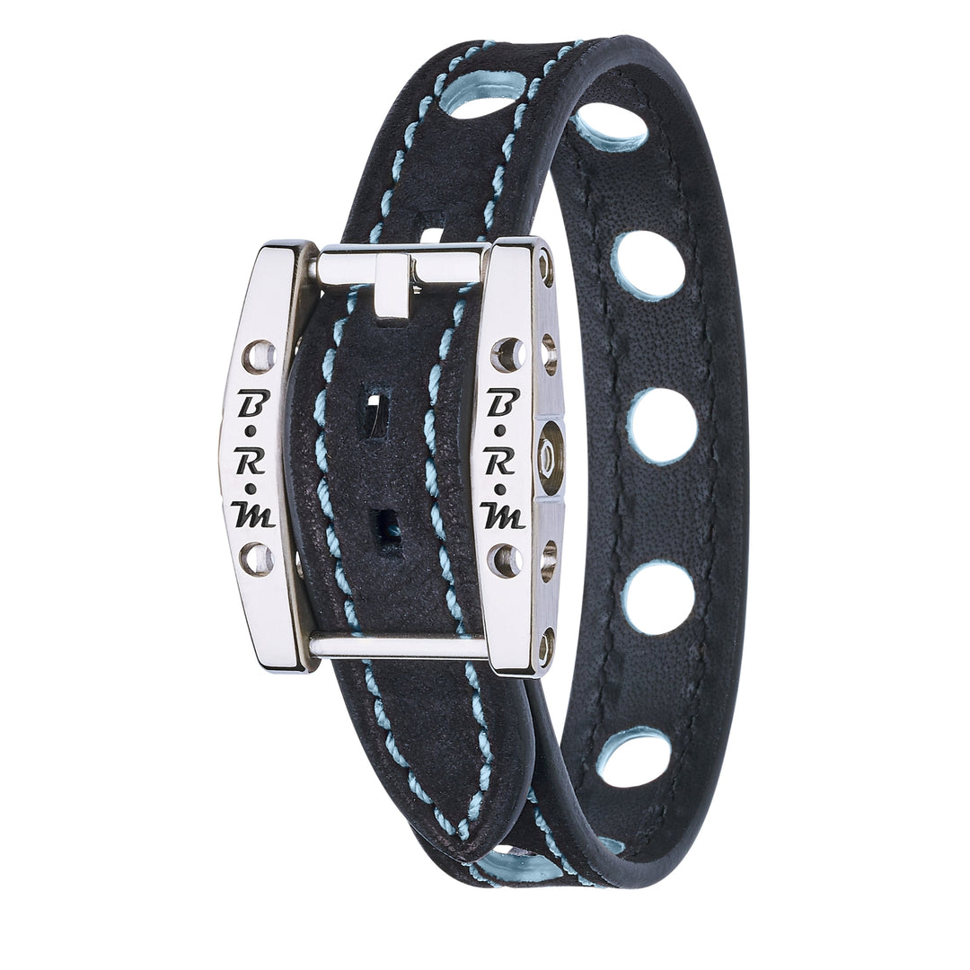 Bracelet Speed Alcantara Titane Gris Bleu Ciel - B.R.M Bijoux  - Bracelet - Les Champs d'Or