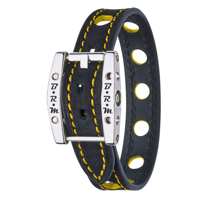 Bracelet Speed Alcantara Titane Gris Jaune - B.R.M Bijoux  - Bracelet - Les Champs d'Or