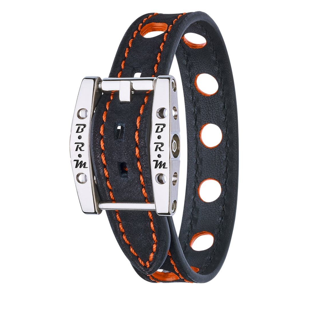 Bracelet Speed Alcantara Titane Gris Orange - B.R.M Bijoux  - Bracelet - Les Champs d'Or