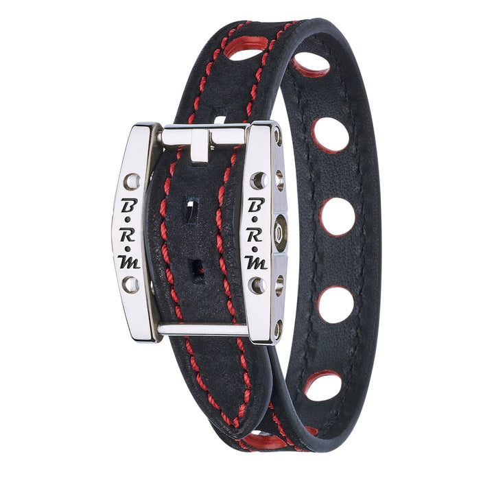 Bracelet Speed Alcantara Titane Gris Rouge - B.R.M Bijoux  - Bracelet - Les Champs d'Or