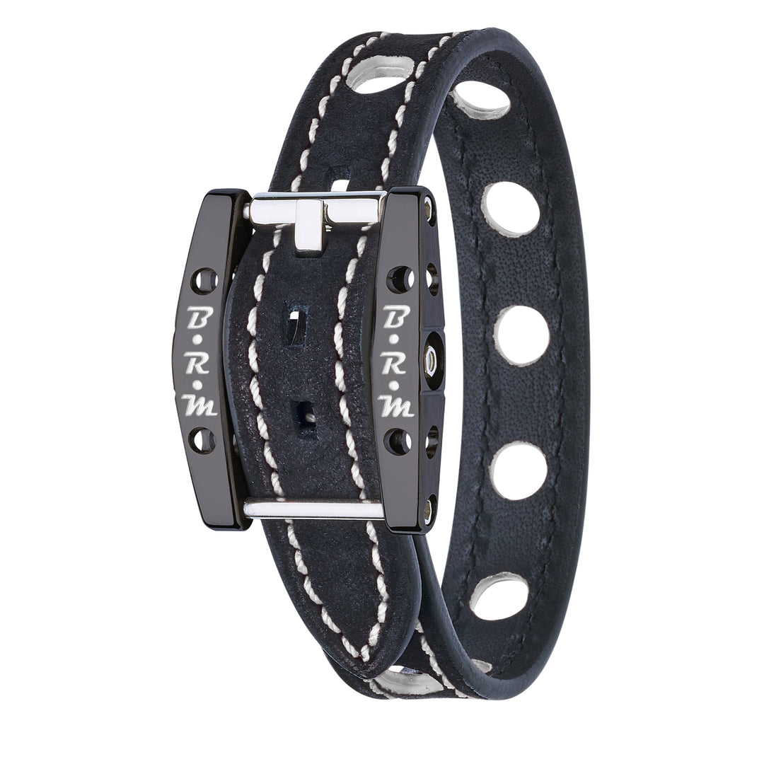Bracelet Speed Alcantara Titane Noir Blanc - B.R.M Bijoux  - Bracelet - Les Champs d'Or