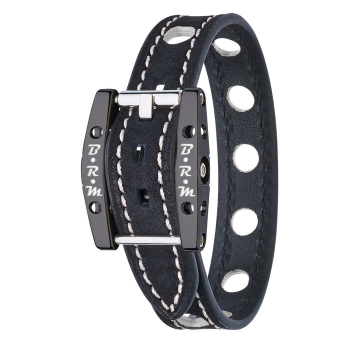 Bracelet Speed Alcantara Titane Noir Blanc - B.R.M Bijoux  - Bracelet - Les Champs d'Or