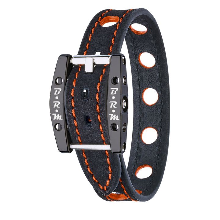 Bracelet Speed Alcantara Titane Noir Orange - B.R.M Bijoux  - Bracelet - Les Champs d'Or