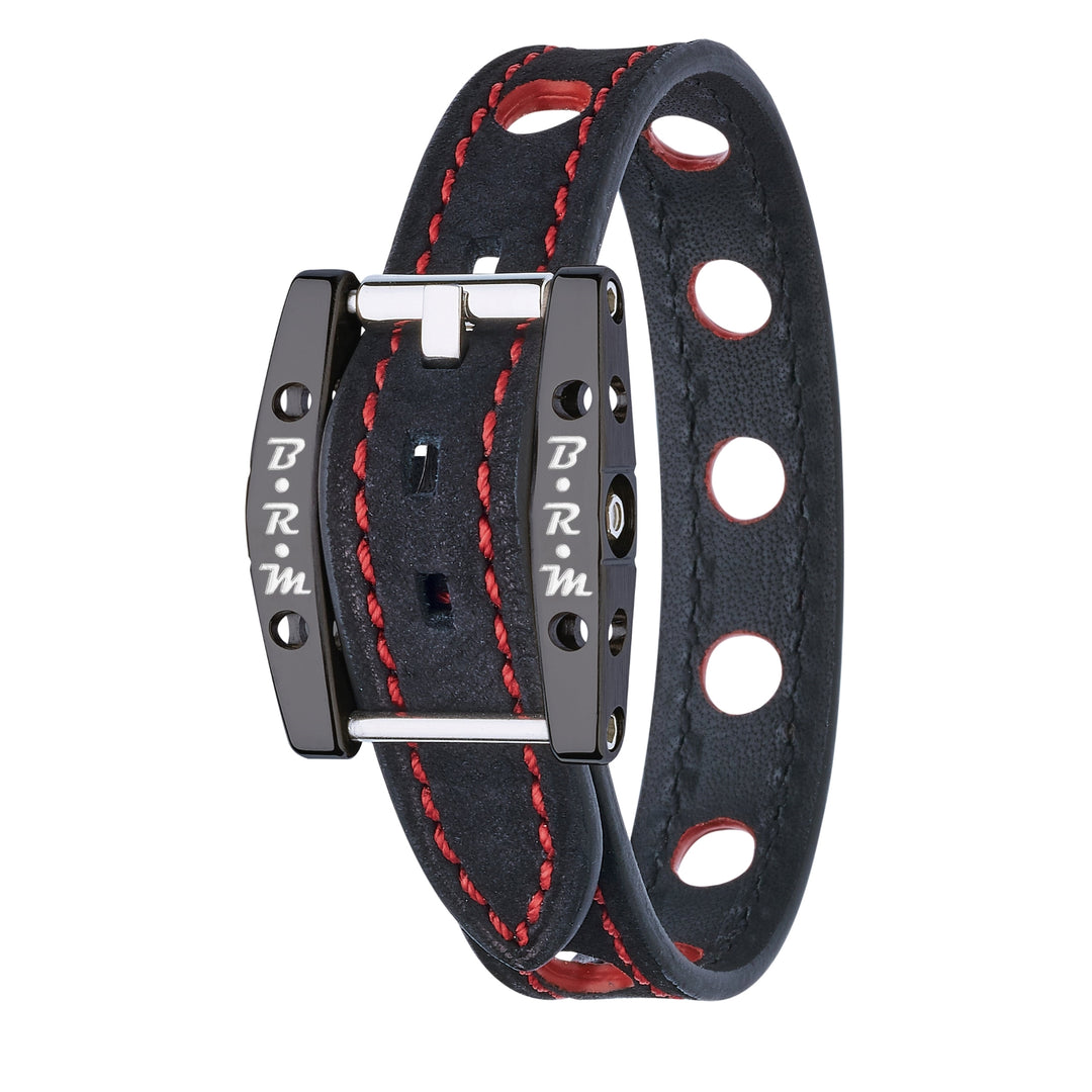 Bracelet Speed Alcantara Titane Noir Rouge - B.R.M Bijoux  - Bracelet - Les Champs d'Or