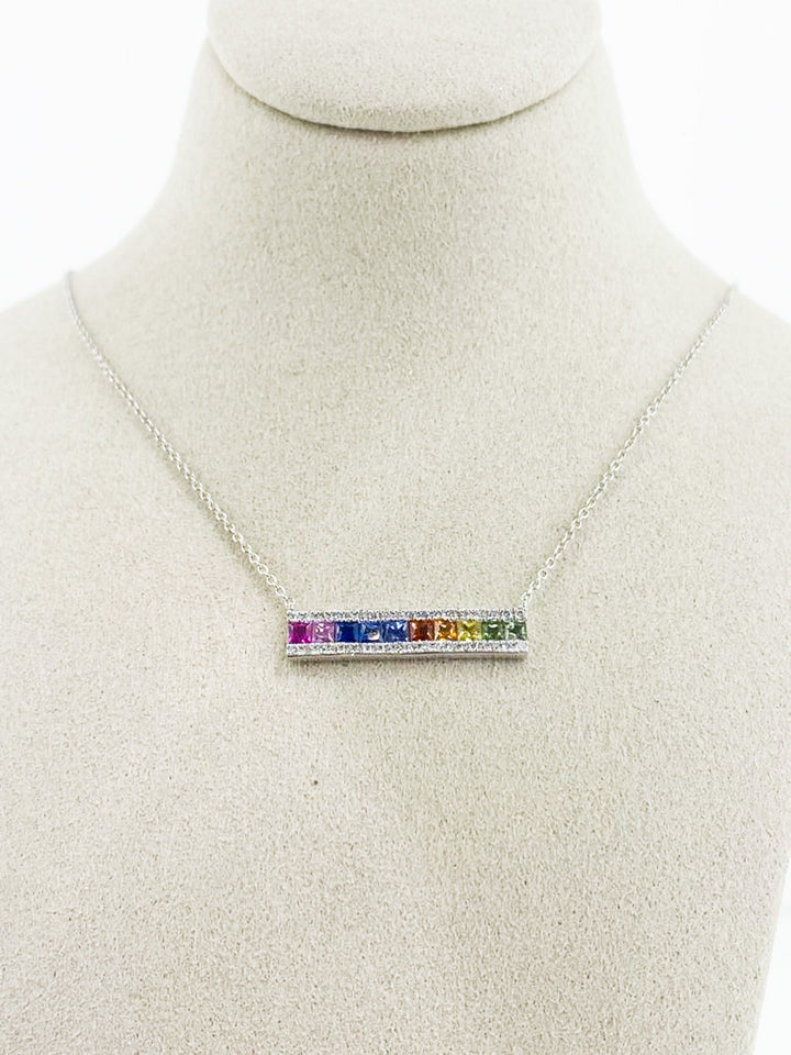 Collier Or Gris Barette Saphir -  - Sublime Diamant - Collier - Les Champs d'Or