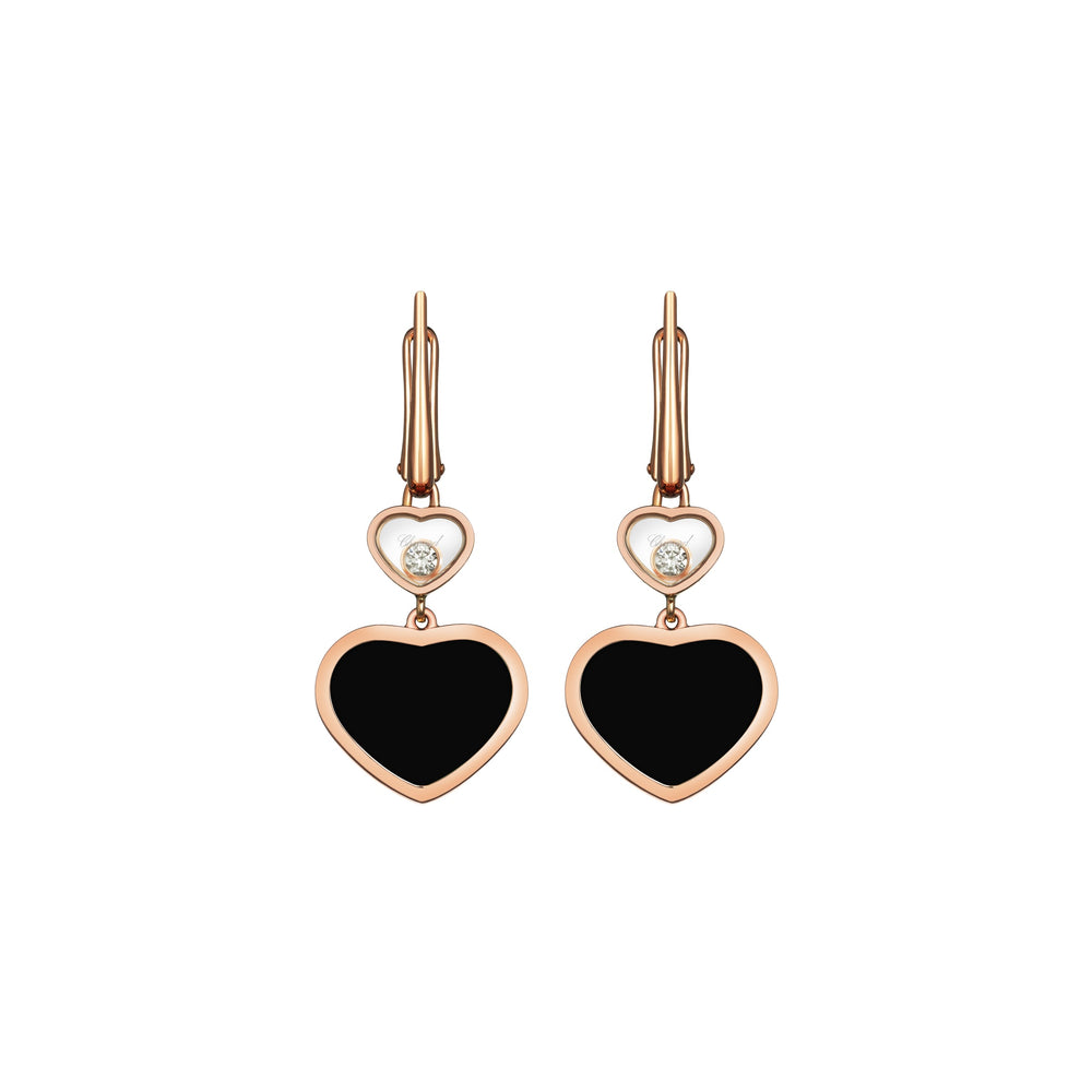 Boucles d'Oreilles Happy Hearts en Or Rose Onyx 837482-5210 - Boucles d'Oreilles - Chopard Joaillerie - Les Champs d'Or