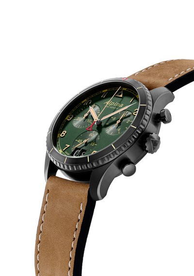 Alpina - Montre Startimer Pilot Quartz Chronograph Big Date Green - Les Champs d'Or