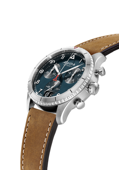 Alpina - Montre Startimer Pilot Quartz Chronograph Big Date Petroleum Blue - Les Champs d'Or