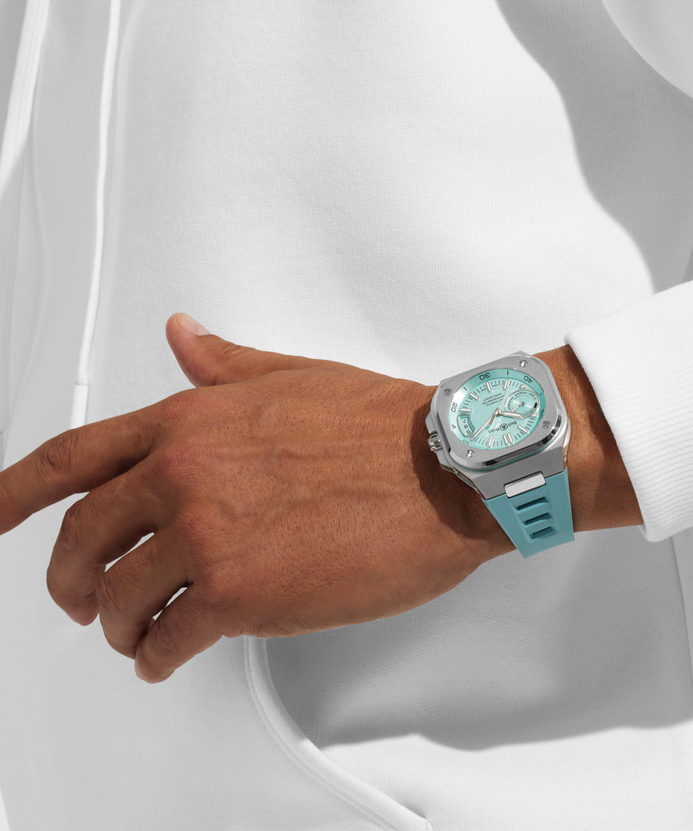 Bell & Ross - BR-X5 Ice Blue Steel Bracelet Caoutchouc Bleu - Les Champs d'Or