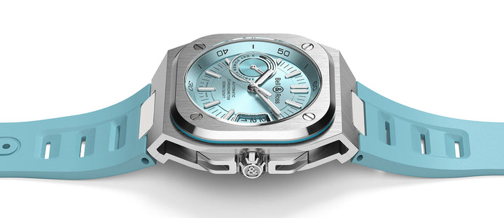Bell & Ross - BR-X5 Ice Blue Steel Bracelet Caoutchouc Bleu - Les Champs d'Or