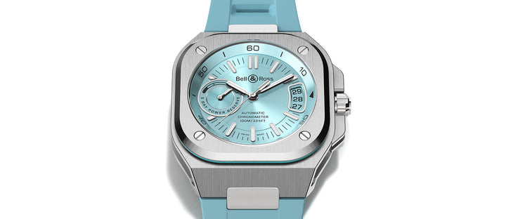 Bell & Ross - BR-X5 Ice Blue Steel Bracelet Caoutchouc Bleu - Les Champs d'Or