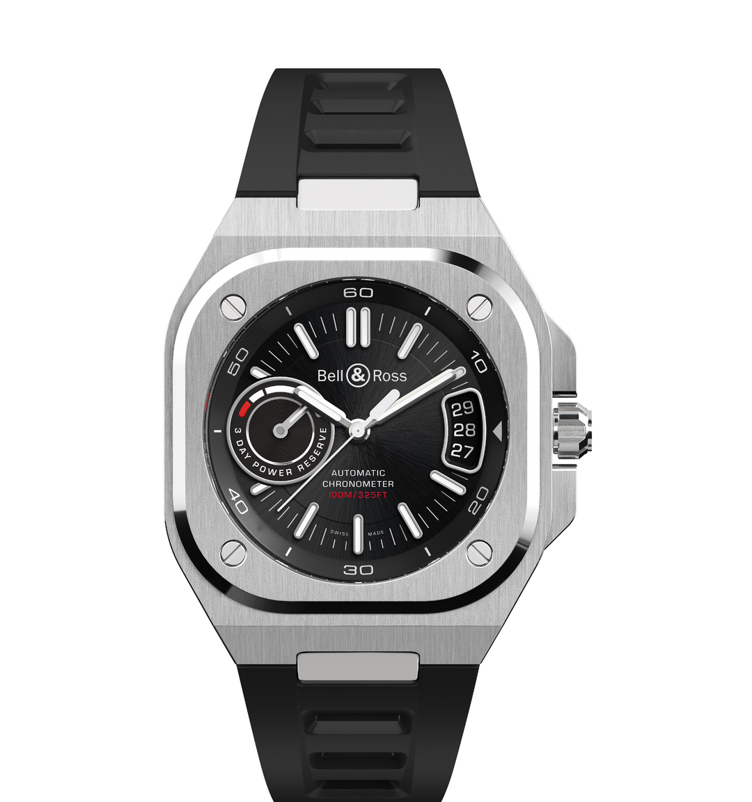 Bell & Ross - BR-X5 Black Steel Bracelet Caoutchouc Noir - Les Champs d'Or