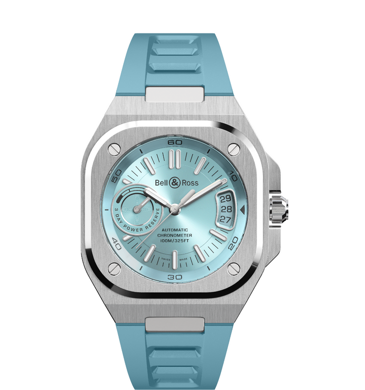 Bell & Ross - BR-X5 Ice Blue Steel Bracelet Caoutchouc Bleu - Les Champs d'Or