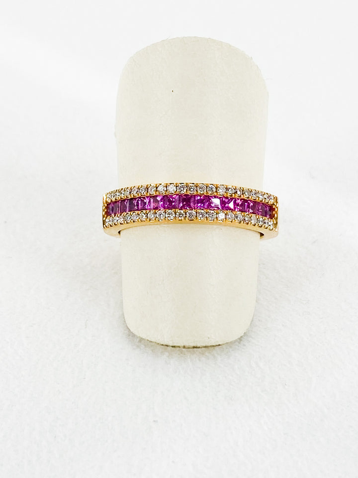 Bague Diamant et Saphir Rose -  - Sublime Diamant - Bagues - Les Champs d'Or