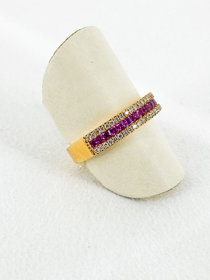 Bague Diamant et Saphir Rose -  - Sublime Diamant - Bagues - Les Champs d'Or