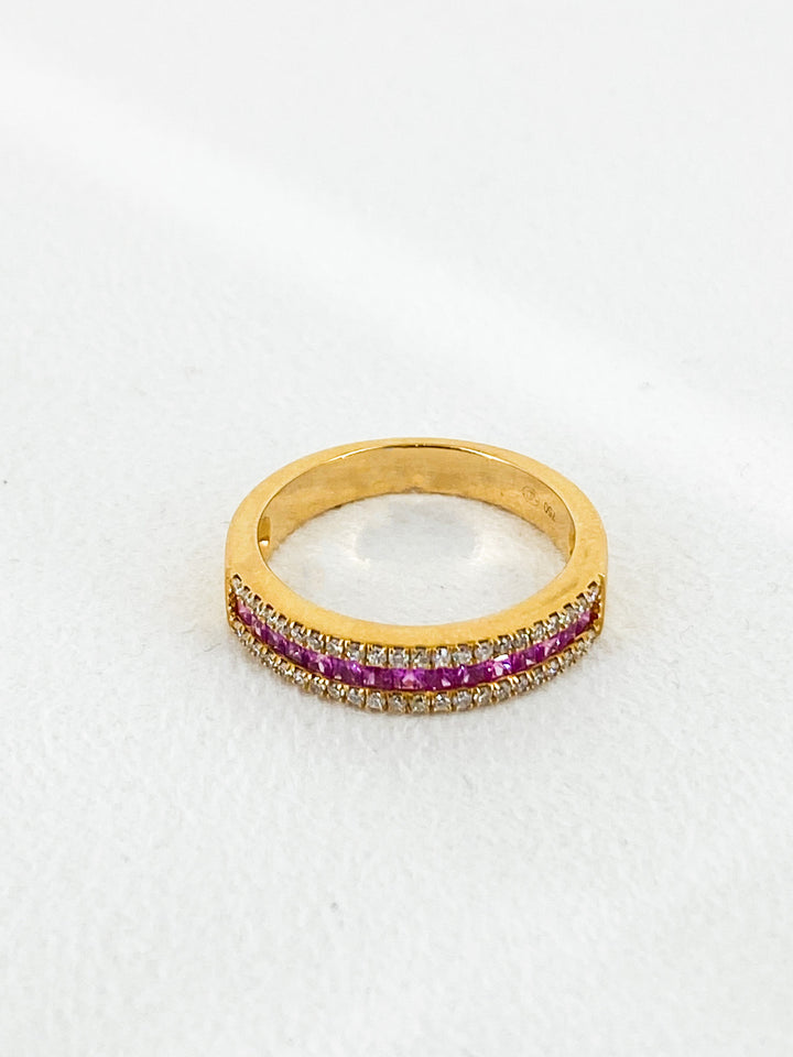 Bague Diamant et Saphir Rose -  - Sublime Diamant - Bagues - Les Champs d'Or