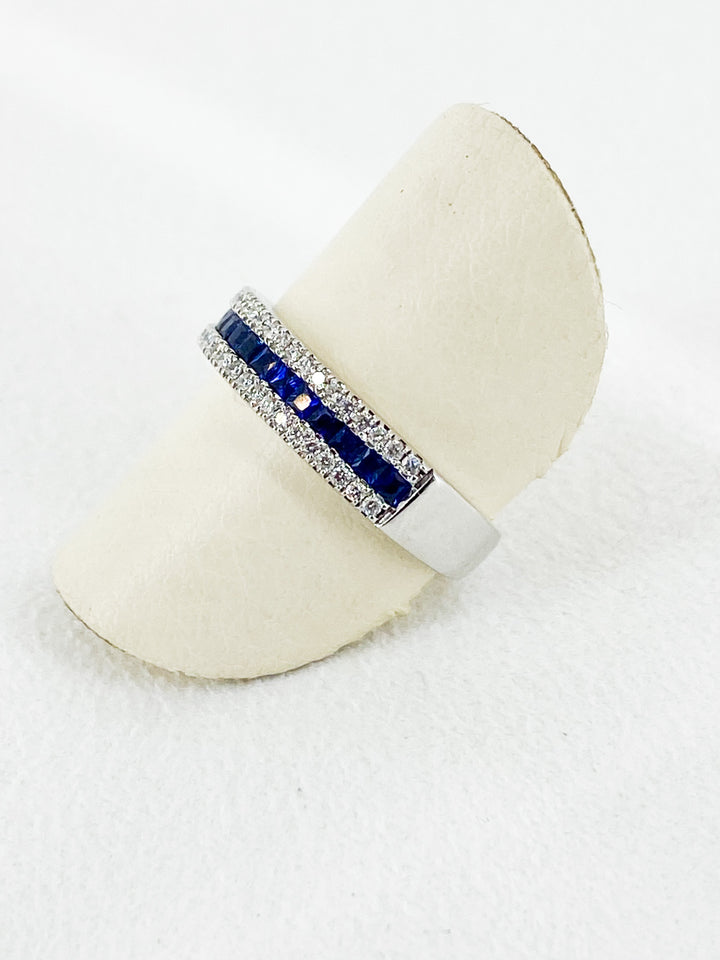 Bague Diamant et Saphir Bleu -  - Sublime Diamant - Bagues - Les Champs d'Or