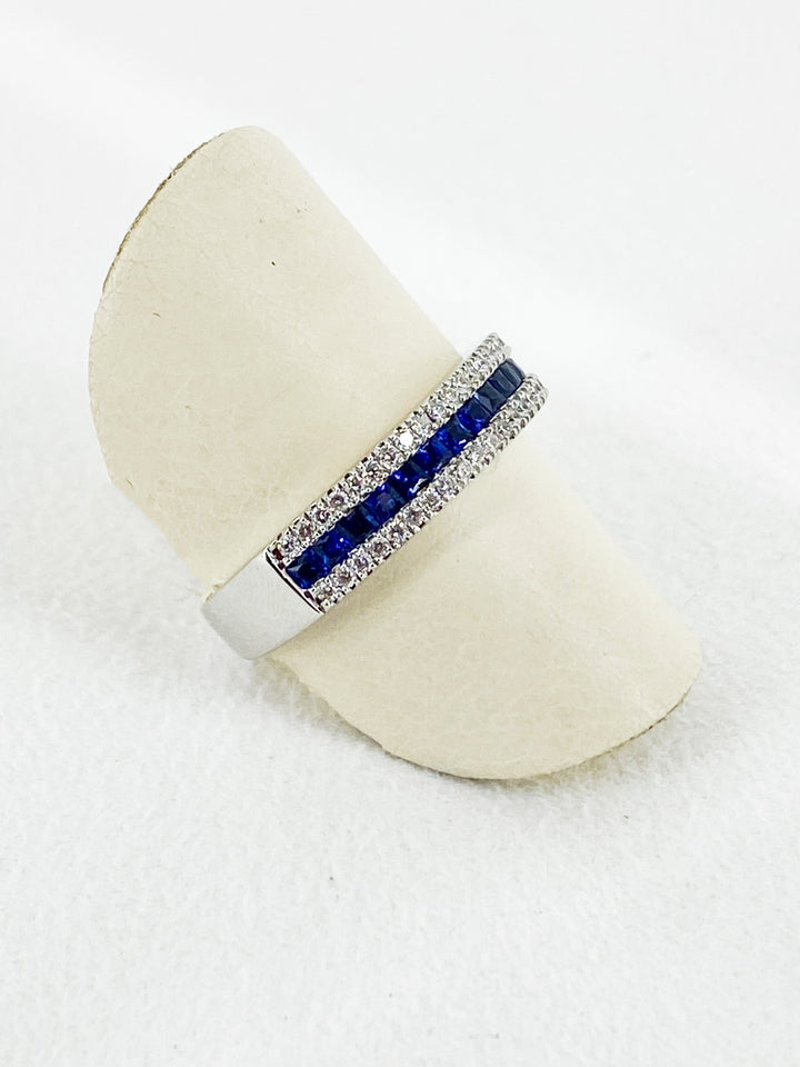 Bague Diamant et Saphir Bleu -  - Sublime Diamant - Bagues - Les Champs d'Or