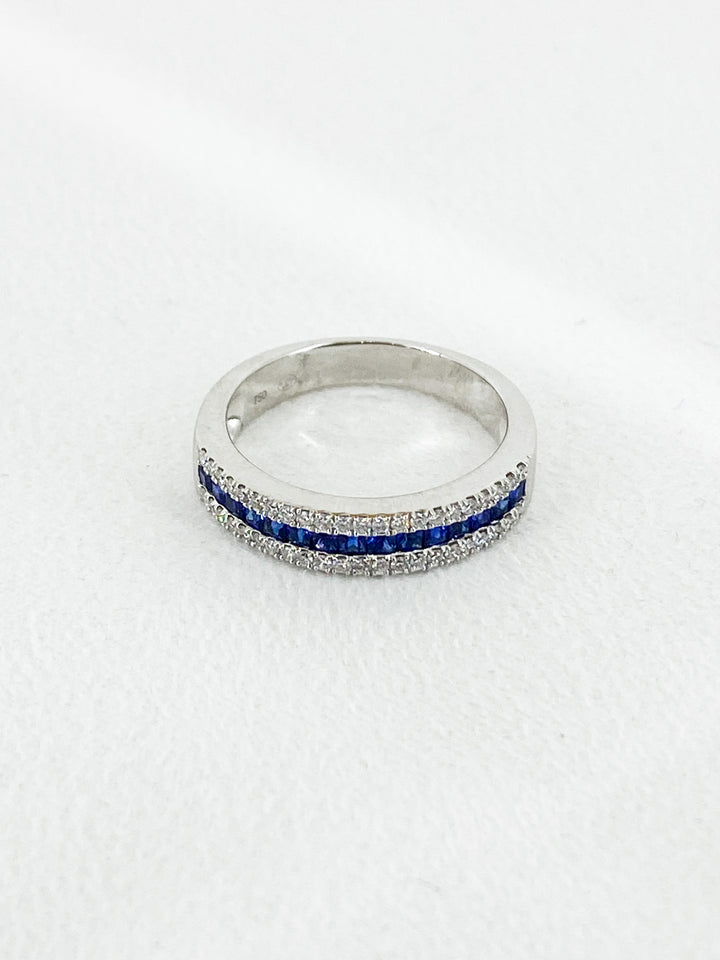 Bague Diamant et Saphir Bleu -  - Sublime Diamant - Bagues - Les Champs d'Or