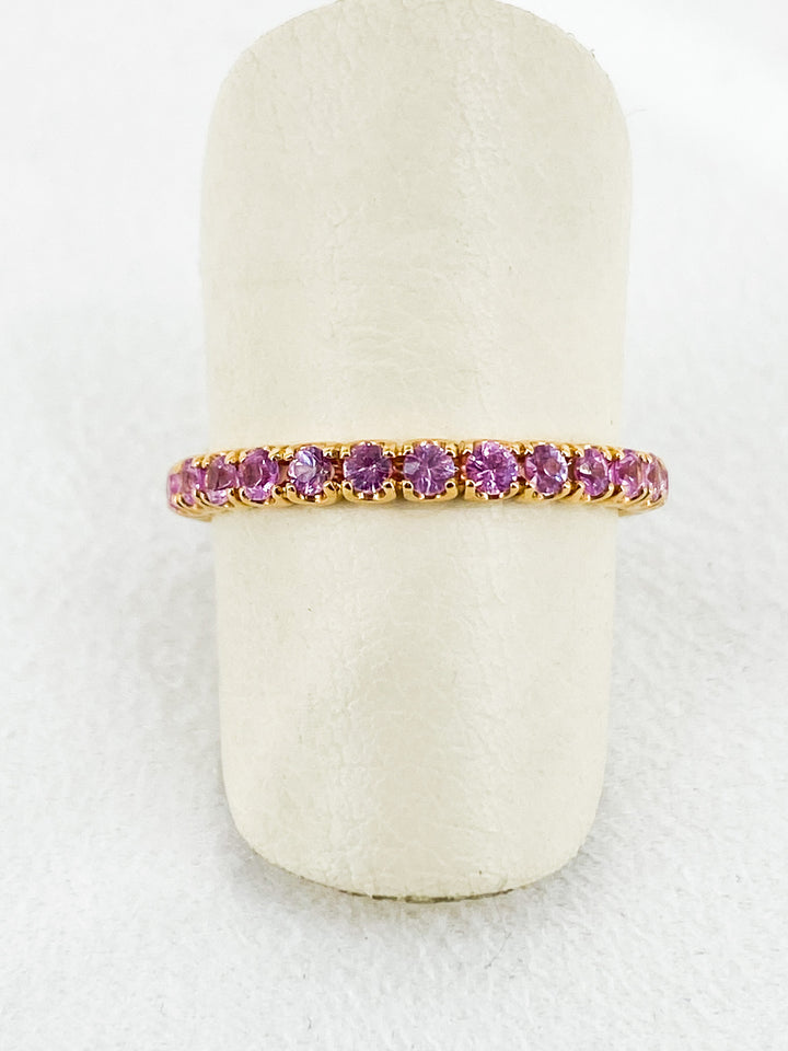 Bague de fiançailles Sertis de Saphir Rose en Or Jaune Taille 54 -  - Sublime Diamant - Bagues - Les Champs d'Or