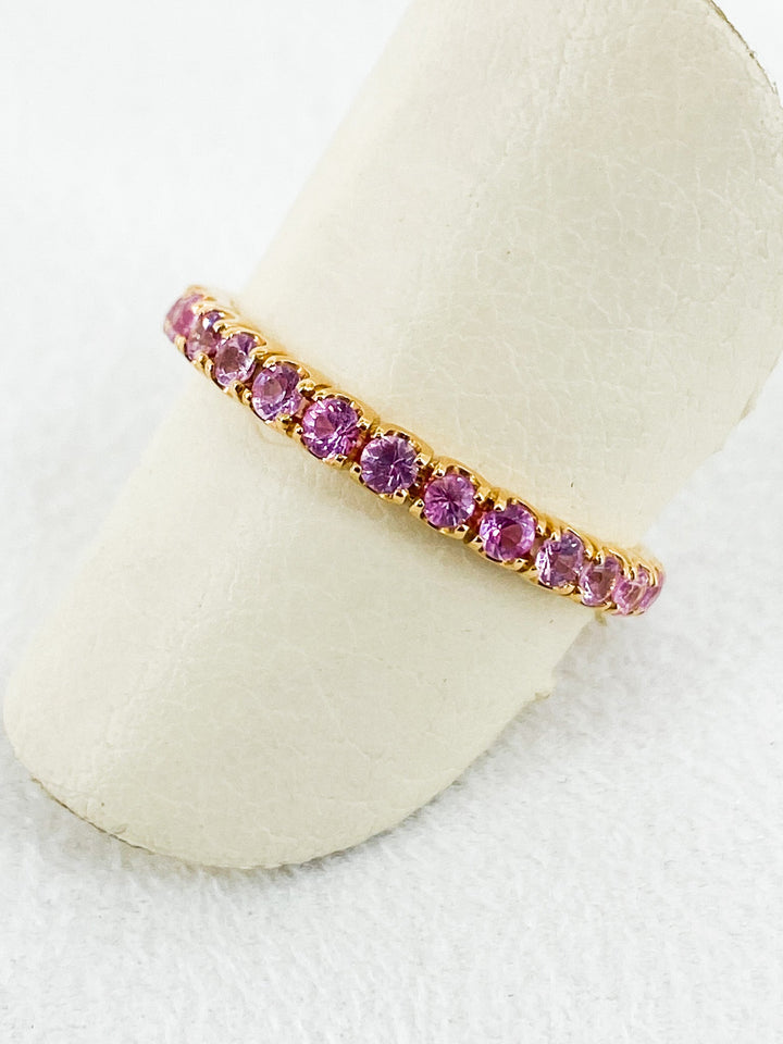 Bague de fiançailles Sertis de Saphir Rose en Or Jaune Taille 54 -  - Sublime Diamant - Bagues - Les Champs d'Or