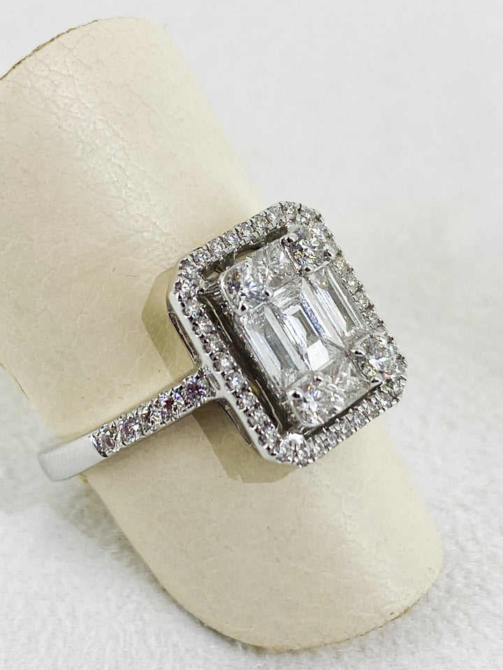 Bague de Fiançaille halo rond et 3 lignes de diamants -  - Purity Jewelry - Bagues - Les Champs d'Or