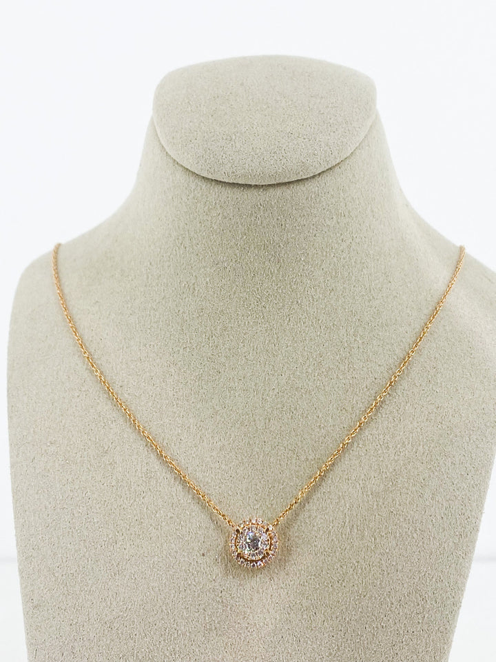Pendentif Diamant Illusion Or Rose Rond -  - Sublime Diamant - Pendentif - Les Champs d'Or
