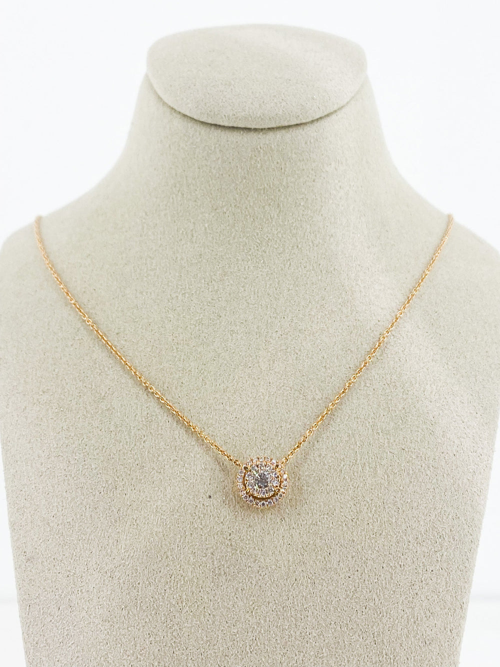 Pendentif Diamant Illusion Or Rose Rond -  - Sublime Diamant - Pendentif - Les Champs d'Or
