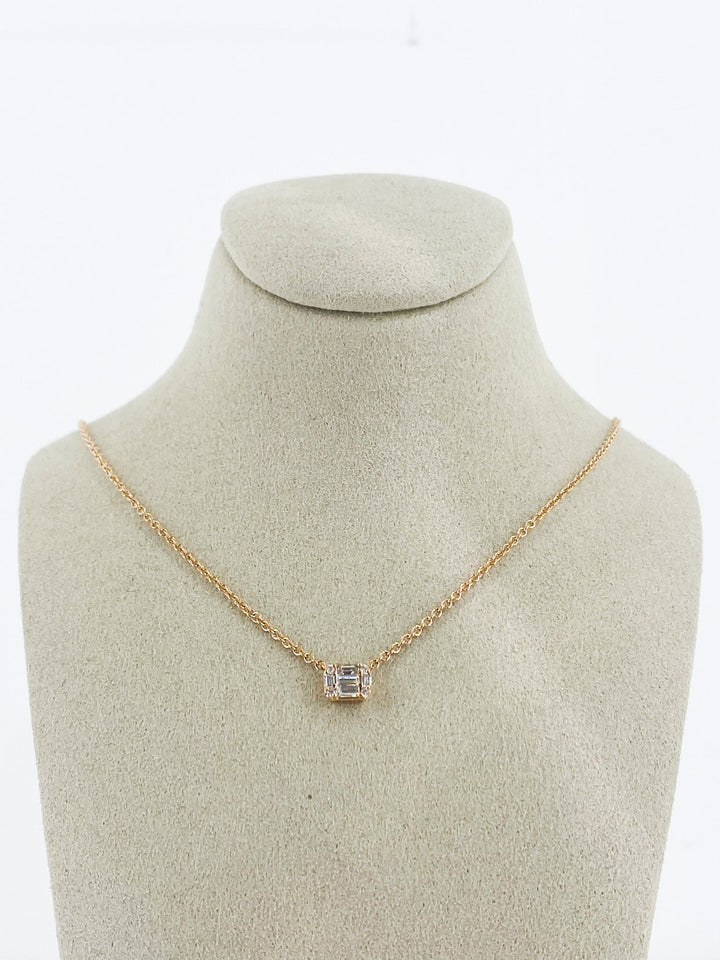 Pendentif Diamant Illusion Or Rose Carre -  - Sublime Diamant - Pendentif - Les Champs d'Or