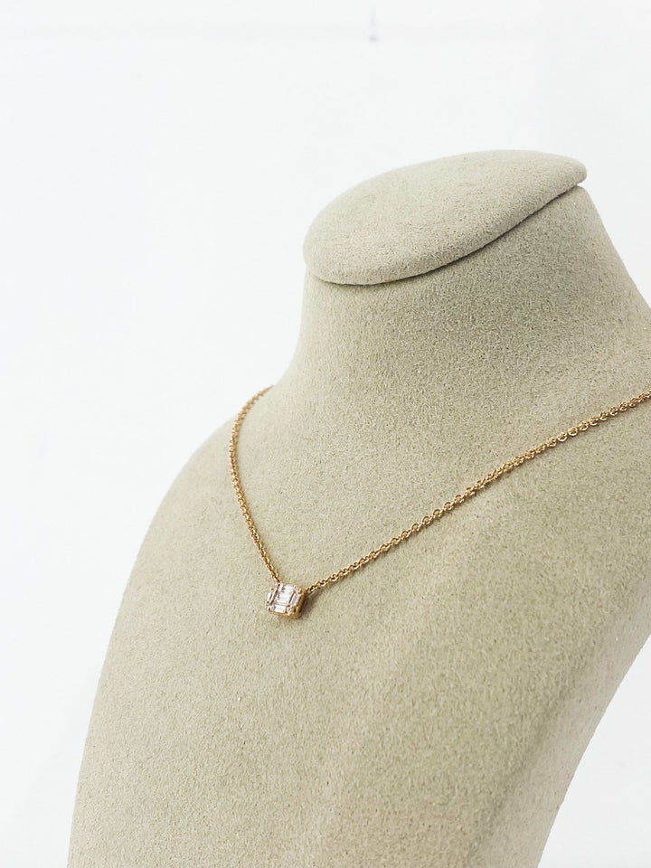Pendentif Diamant Illusion Or Rose Carre -  - Sublime Diamant - Pendentif - Les Champs d'Or