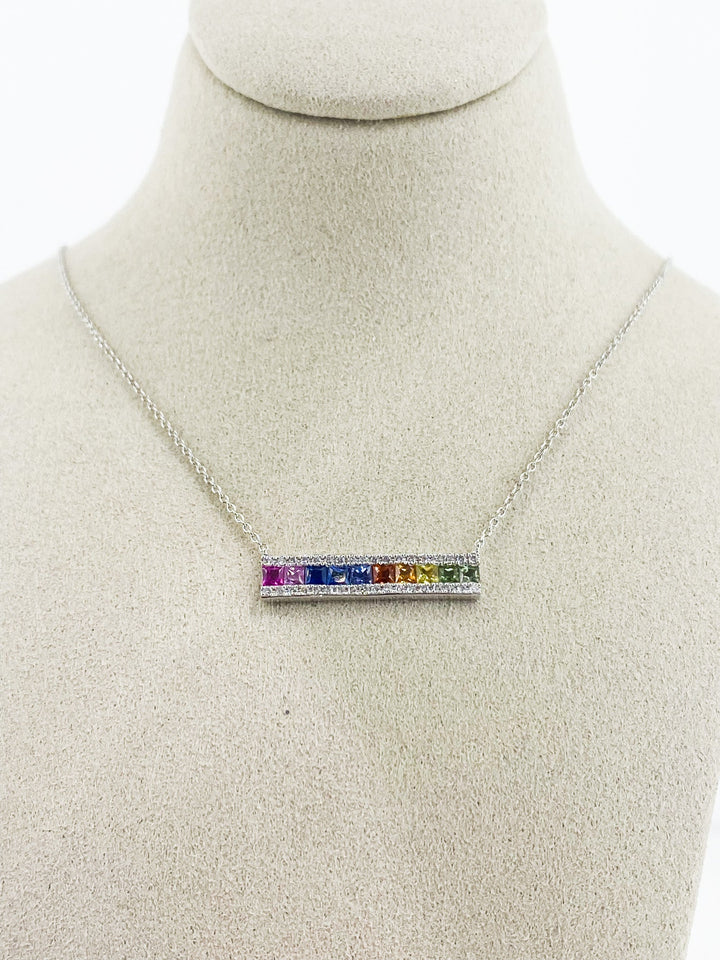 Collier Or Gris Barette Saphir -  - Sublime Diamant - Collier - Les Champs d'Or