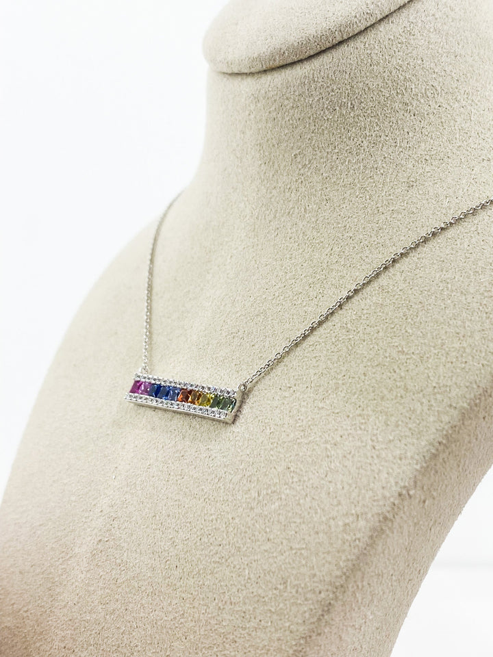 Collier Or Gris Barette Saphir -  - Sublime Diamant - Collier - Les Champs d'Or