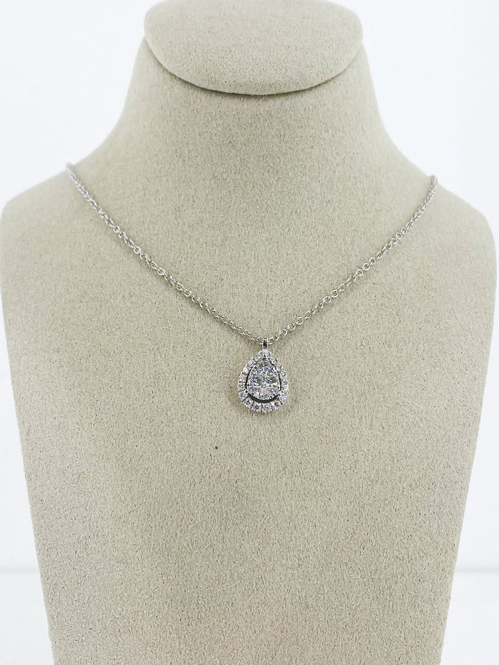 Pendentif Diamant Illusion Or Blanc Taille Poire -  - Sublime Diamant - Pendentif - Les Champs d'Or