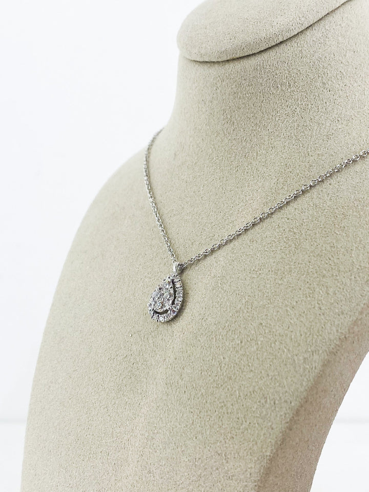 Pendentif Diamant Illusion Or Blanc Taille Poire -  - Sublime Diamant - Pendentif - Les Champs d'Or