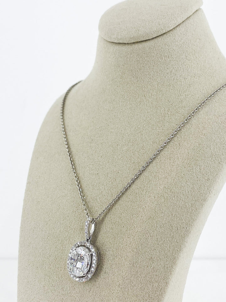 Pendentif Or Blanc Illusion Ovale -  - Sublime Diamant - Pendentif - Les Champs d'Or