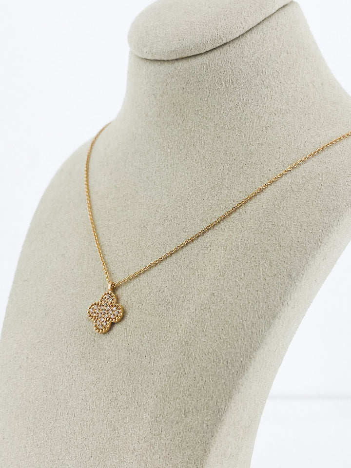 Pendentif Trèfle Or Rose et Diamant -  - Sublime Diamant - Pendentif - Les Champs d'Or