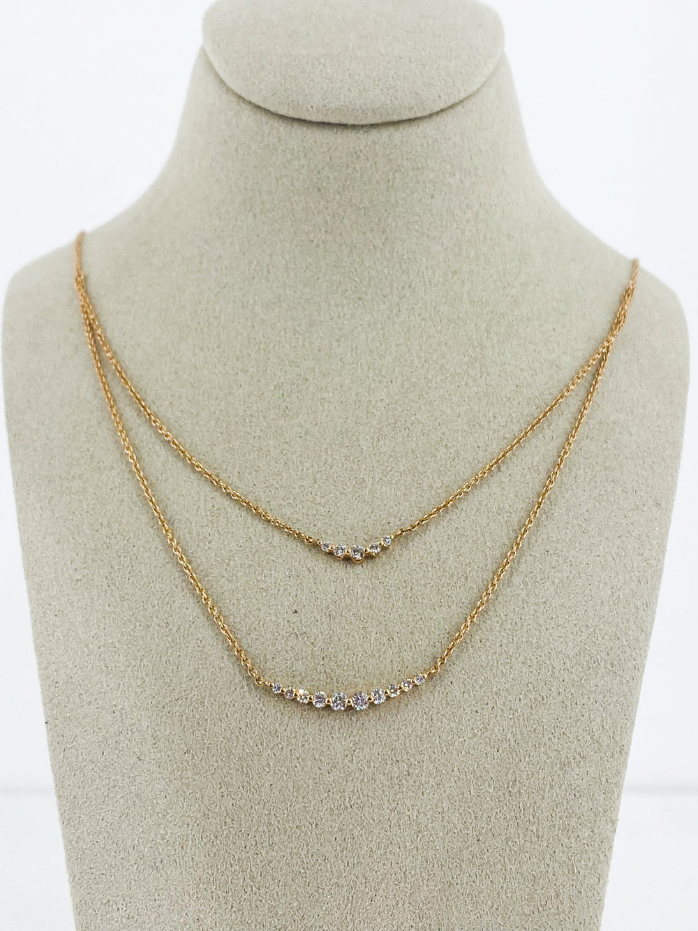 Collier Double Chaîne Or Rose et Diamant -  - Sublime Diamant - Collier - Les Champs d'Or