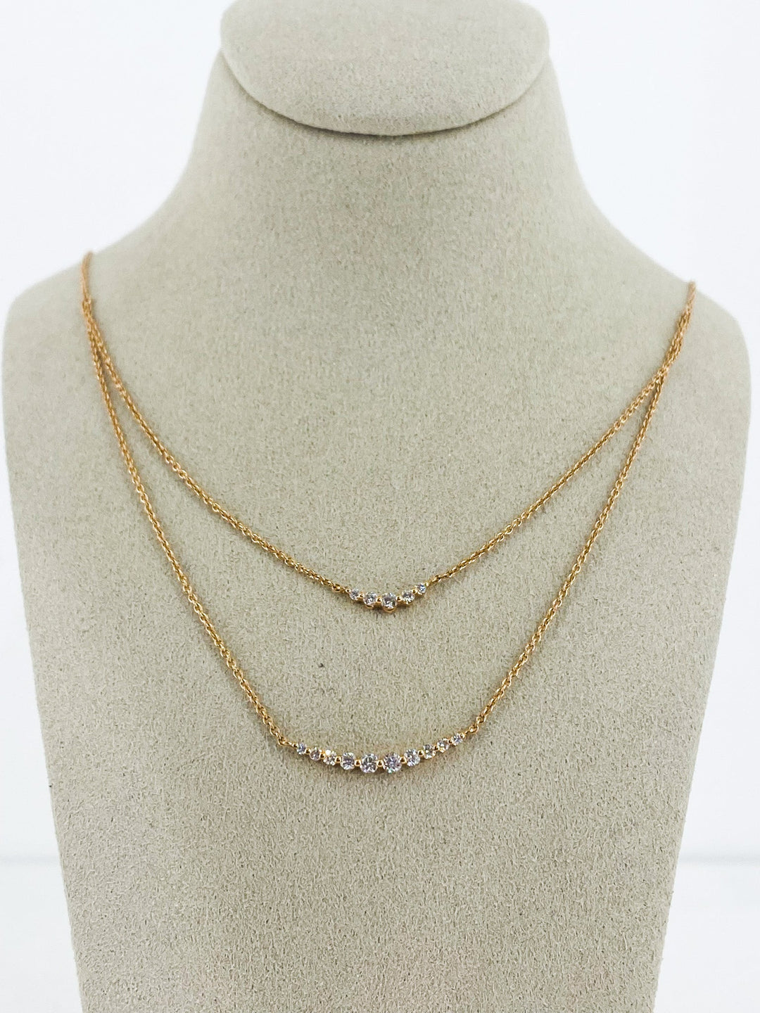 Collier Double Chaîne Or Rose et Diamant -  - Sublime Diamant - Collier - Les Champs d'Or