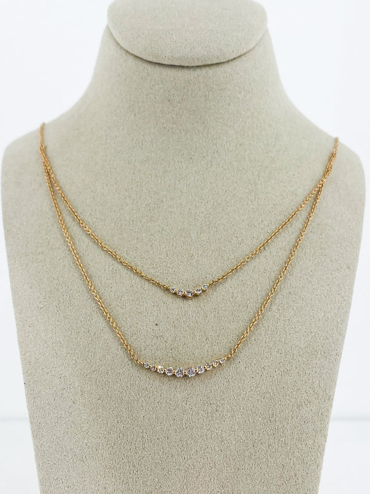 Collier Double Chaîne Or Rose et Diamant -  - Sublime Diamant - Collier - Les Champs d'Or
