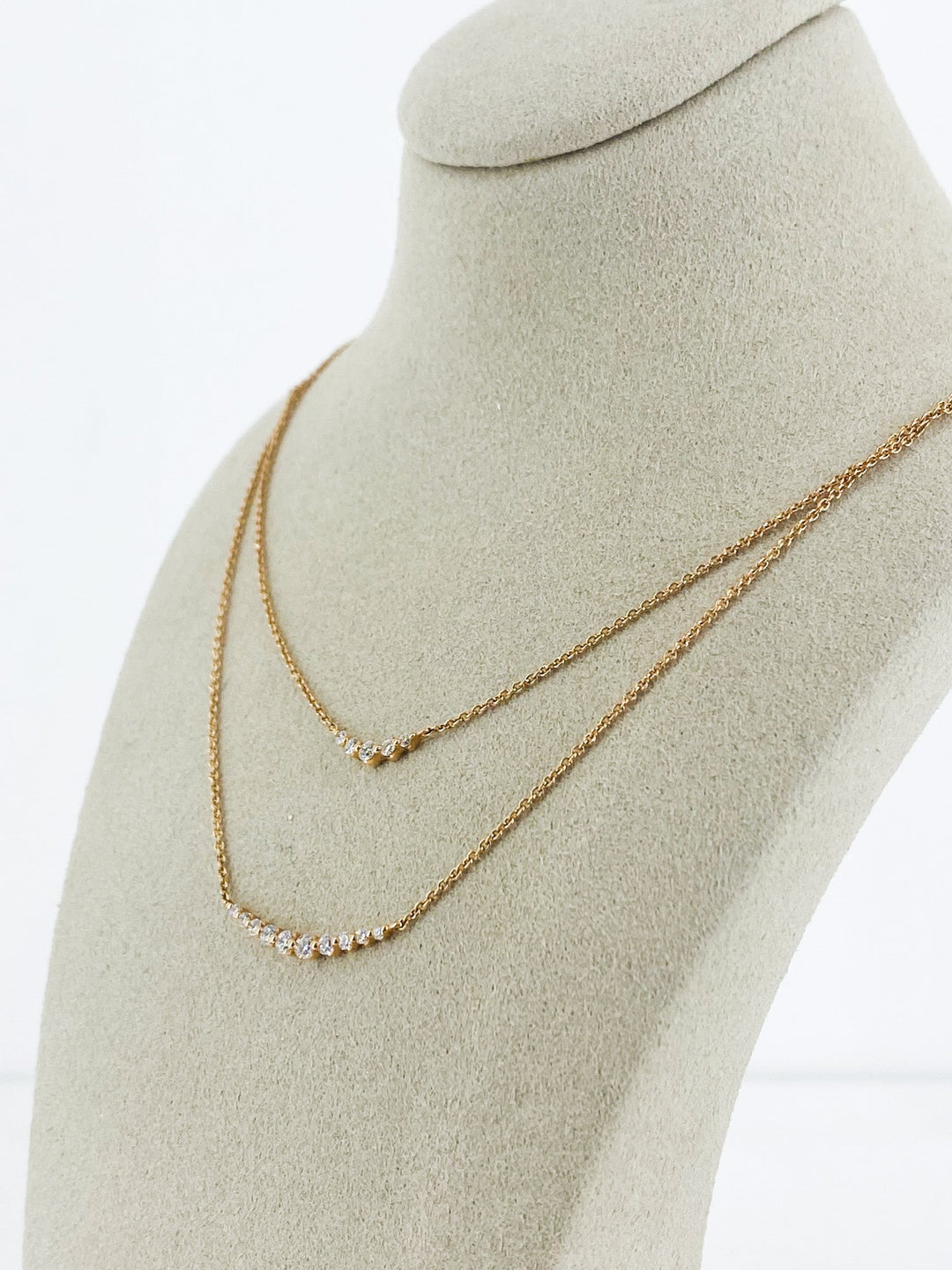 Collier Double Chaîne Or Rose et Diamant -  - Sublime Diamant - Collier - Les Champs d'Or