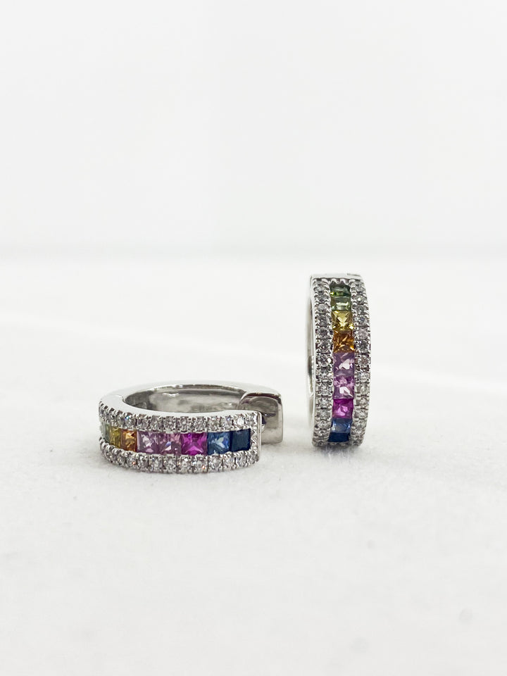 Boucles d'Oreilles Saphir Multicouleur -  - Sublime Diamant - Boucle d'oreille - Les Champs d'Or