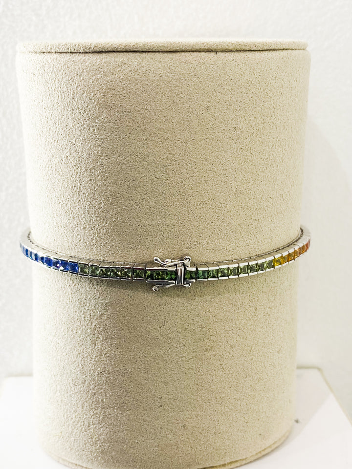Bracelet Or Gris Saphir Multicolor -  - Sublime Diamant - Bracelet - Les Champs d'Or
