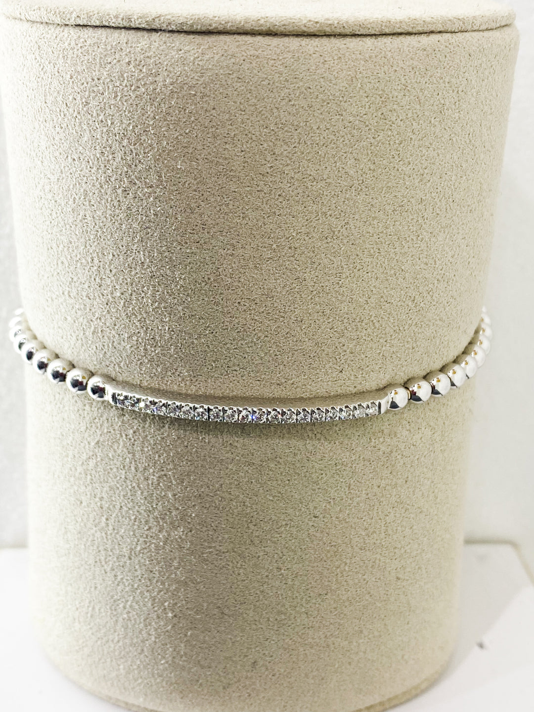 Bracelet Boule Or gris Barette Diamant - - Sublime Diamant - Bracelet - Les Champs d'Or