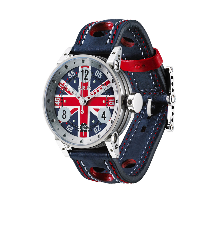 Montre V6-44 Drapeau anglais / UK - Boîtier Inox Poli / Aiguilles Grises - Montre - B.R.M - Les Champs d'Or