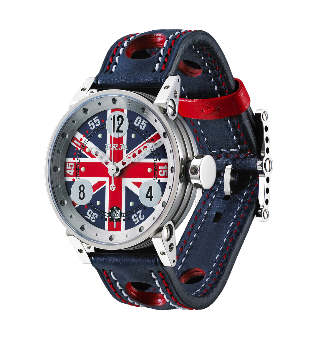 Montre V7-38-GT-CDUK-AG Drapeau anglais - Boîtier Inox Poli / Aiguilles Grises - B.R.M - Les Champs d'Or